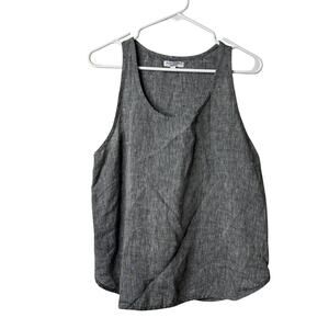 Mary Claret Tank Top 100% Linen Sleeveless Salt & Pepper Medium